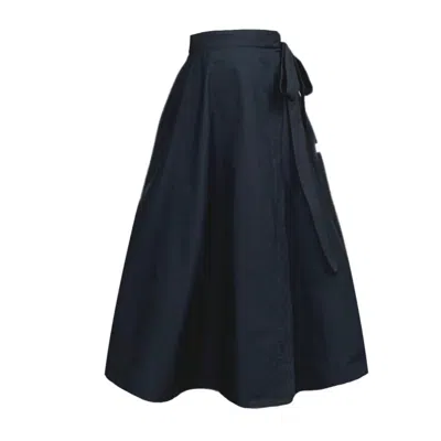 Frock Tales Women's Meyer Wrap Midi Skirt In Black With Pockets