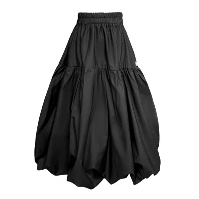 Frock Tales Women's Mylar Puffball Midi Skirt In Black