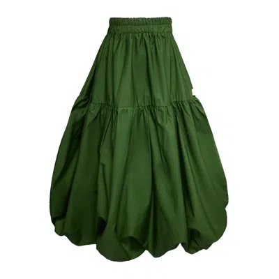 Frock Tales Women's Mylar Puffball Midi Skirt In Green