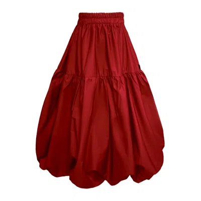 Frock Tales Women's Mylar Puffball Midi Skirt In Ruby Red