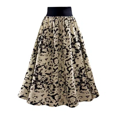 Frock Tales Women's Neutrals Mira Midaxi Skirt In Black And Cream Print In Multi