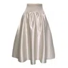 Frock Tales Women's Neutrals Orchid Midi Skirt With Pockets In Champagne Satin