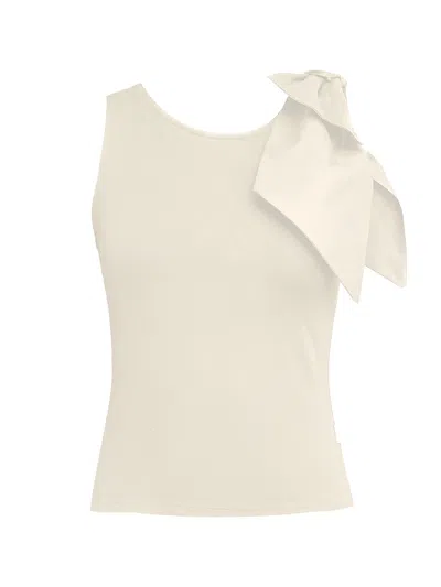 Frock Tales Women's Neutrals / White Brook Top With Bow In Cream