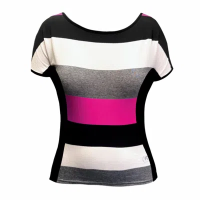 Frock Tales Women's Pink / Black / Grey Captain Top In Cerise Stripe In Multi