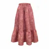 Frock Tales Women's Pink / Purple Boho Gathered Midi Skirt With Pockets In Rose Pink Floral In Pink/purple