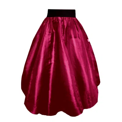 Frock Tales Women's Pink / Purple Enoki Puffball Skirt In Cerise Taffeta