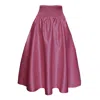 Frock Tales Women's Pink / Purple Orchid Midi Skirt With Pockets In Rose Satin