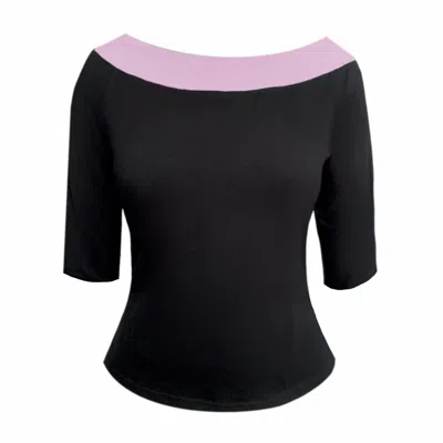 Frock Tales Women's Purple Boating Top In Black And Lilac