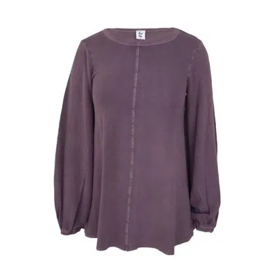 Frock Tales Women's Purple Guru Flared Top With Blouson Sleeves In Pale Grape