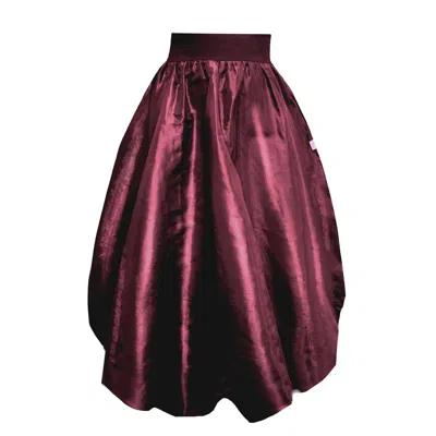 Frock Tales Women's Red Enoki Puffball Skirt In Burgundy Taffeta