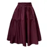 Frock Tales Women's Red Tahiti Midi Skirt With Pockets In Cherry Laquer In Burgundy