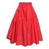 Frock Tales Women's Red Tahiti Midi Skirt With Pockets In Sunset