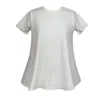 Frock Tales Women's White Flared Long Length Tee With Short Sleeve In Cream In White