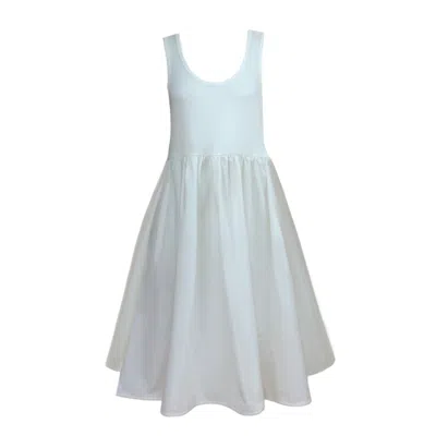 Frock Tales Women's White Paradis Midi Sleeveless Dress In Cream