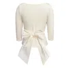 Frock Tales Women's White Primrose Top With Bow In Cream In White
