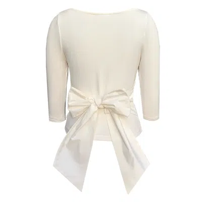 Frock Tales Women's White Primrose Top With Bow In Cream