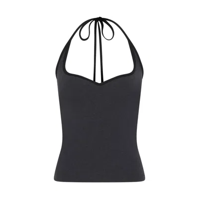 Frolickers Women's Grey / Black Convertible Sweetheart Top - Halter & Asymmetric - Grey Melange/black Hem In Grey/black