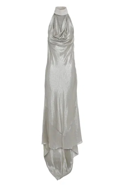 Frolov Long Silk Dress In Gray