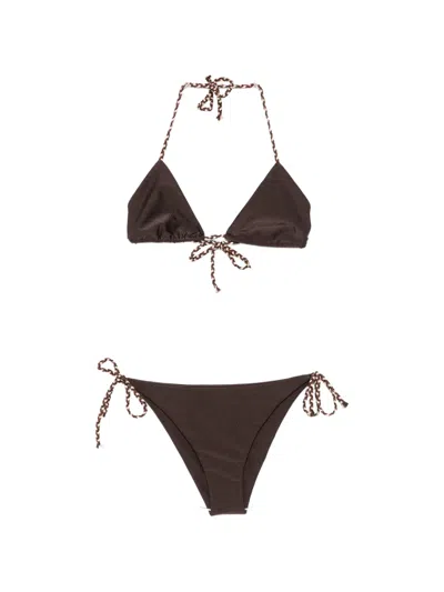 From Bikini Bali Braided-strap Bikini In Brown