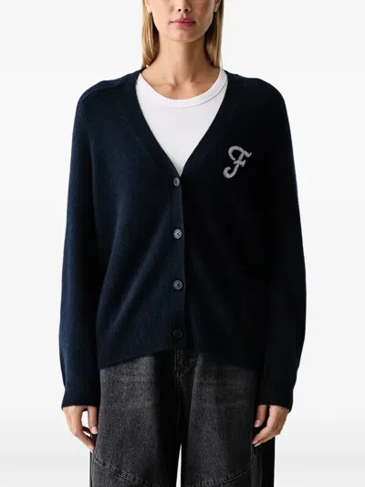 From Future Bead-embellished V-neck Cardigan In Blue