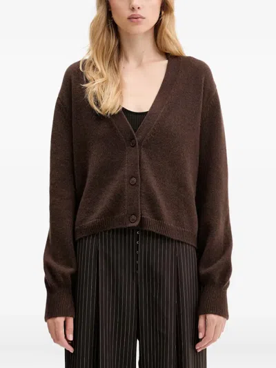 From Future Cashmere V-neck Cardigan In Brown