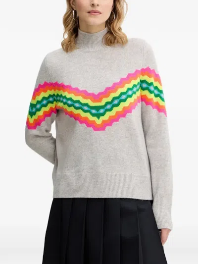 From Future Chevron-detail Knit Sweater In Gray