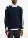 From Future Contrast-trim Stripe-detail Sweater In Blue
