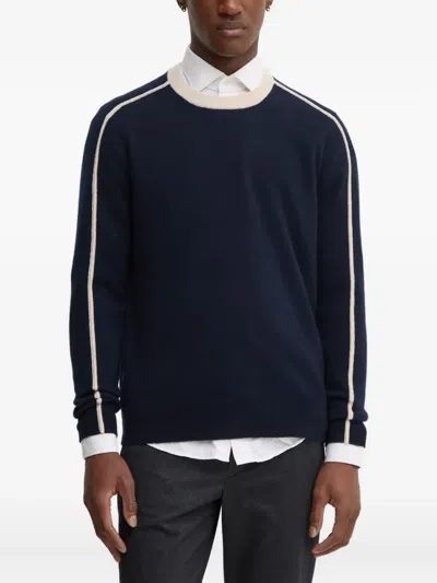 From Future Contrast-trim Stripe-detail Sweater In Blue
