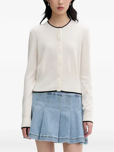 From Future Contrast-trim Cardigan In White