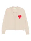From Future Heart-intarsia Button-up Cardigan In Neutral