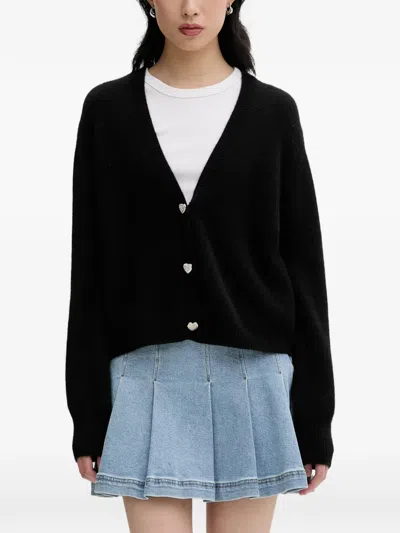 From Future Heart-button Cardigan In Black