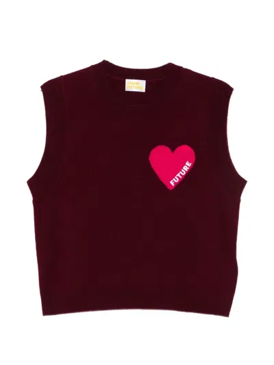 From Future Heart-motif Knitted Vest In Purple