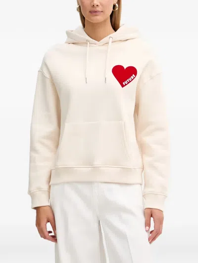 From Future Heart-print Drawstring Hoodie In Neutral