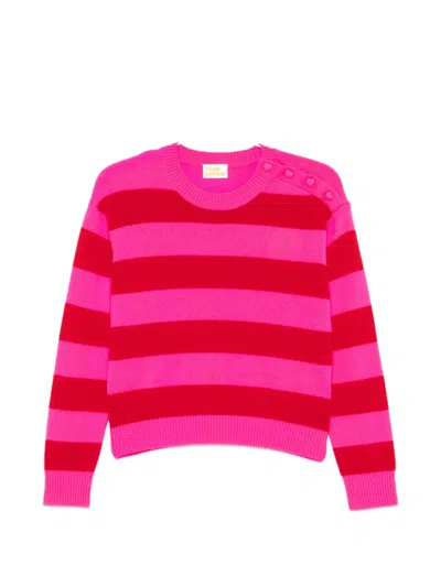 From Future Horizontal-stripe Button-detail Sweater In Pink