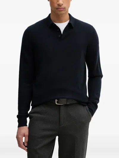 From Future Long-sleeve Polo Sweater In Blue
