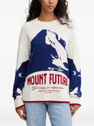 From Future Mountain-intarsia Graphic-print Sweater In White