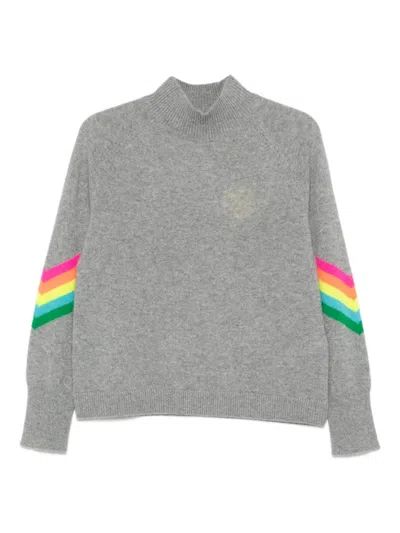 From Future Rainbow Stripe High-neck Sweater In Gray