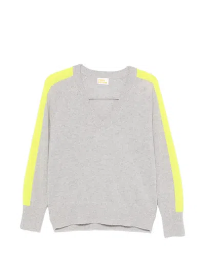 From Future Side-stripe V-neck Sweater In Gray