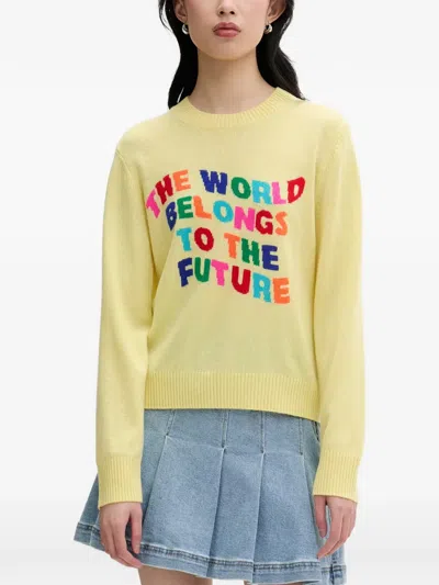 From Future Slogan-intarsia Sweater In Yellow