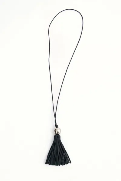 Front Row Shop Women's Black Tassel-pendant Necklace