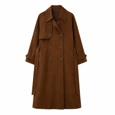 Front Row Shop Women's Brown Bonnie Trenchcoat In Suede