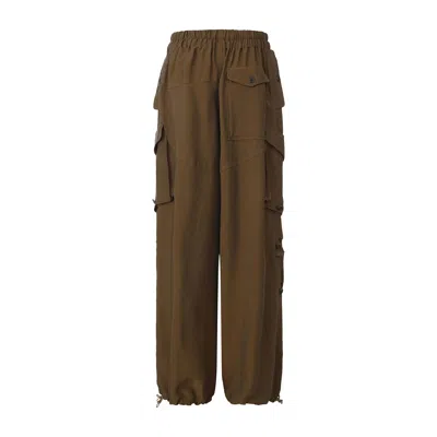 Front Row Shop Women's Brown Drift Baggy Cargo Trousers Hazel
