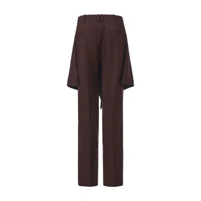 Front Row Shop Women's Brown Layered Skirt Trousers Rum