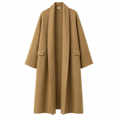 Front Row Shop Women's Brown Oversized Double Faced Scarf Coat Hazel