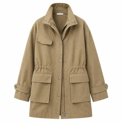 Front Row Shop Women's Brown Safari Jacket With Flap Patch Pockets In Green