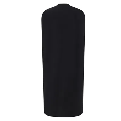 Front Row Shop Women's Double-faced Sculptural Wool Cape Coat Black