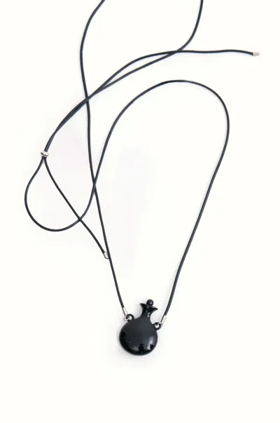 Front Row Shop Women's Flask-shaped Pendant Necklace Black In Blue