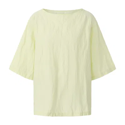 Front Row Shop Women's Green Crinkled Gauze Top Pale Lime