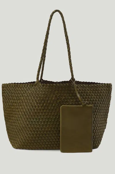 Front Row Shop Women's Green Soleil Woven Large Tote Olive