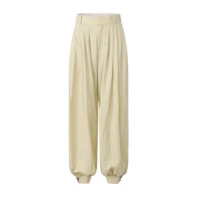 Front Row Shop Women's Neutrals Balloon Pleat Trousers Butter